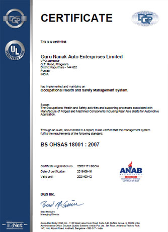 OHSAS Certificate 